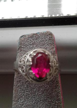 Серебряное кольцо корзинка с рубином 925 проба винтаж ссср2 фото