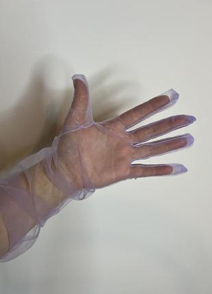 Фіолетові фатинові,фатин рукавички6 фото