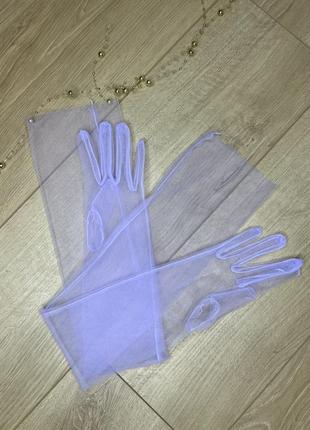 Фіолетові фатинові,фатин рукавички10 фото