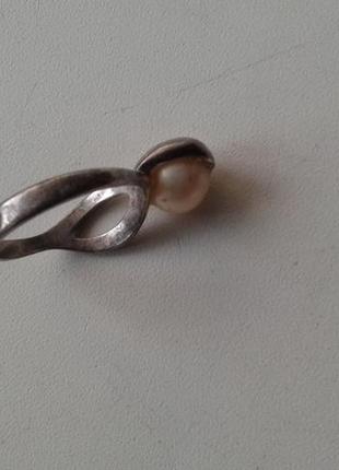Серебряное кольцо с жемчужиной винтаж ссср9 фото