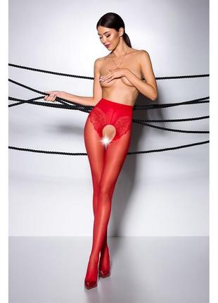 Эротические колготки tiopen 006 red (30 den) - passion, с вырезом, имитация трусиков