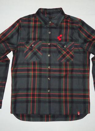 Рубашка  cube  work long sleeve shirt black-red (l)