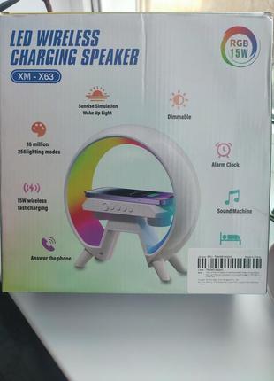 Портативная bluetooth-колонка с функцией ночника и беспроводной зарядки