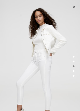 Белые брюки штаны скинни 36 xs стрейч стрейчевые обтяжку худых стройных белого1 фото