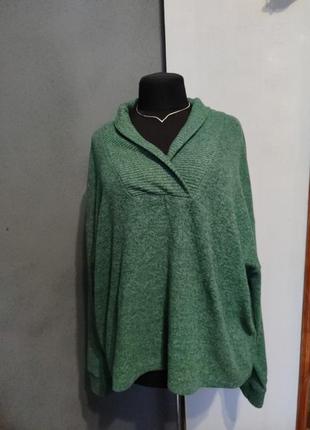 Кофта свитер джемпер v образный вырез с отворотом батал1 фото