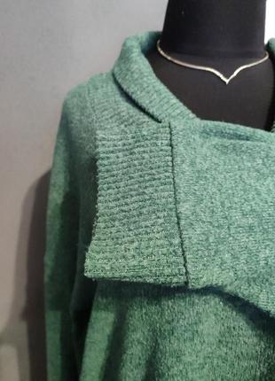 Кофта свитер джемпер v образный вырез с отворотом батал3 фото