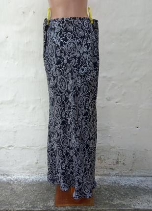 Красивая легкая черная 💯 шелковая юбка макси в принт цветы 💮 merona8 фото