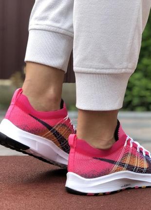 Очень красивые женские лёгкие кроссовки nike zoom синие с розовым градиентом3 фото