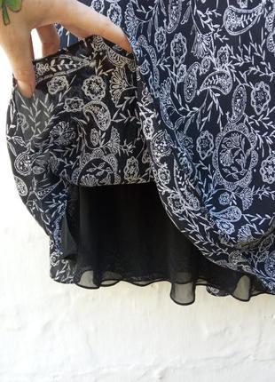 Красивая легкая черная 💯 шелковая юбка макси в принт цветы 💮 merona3 фото