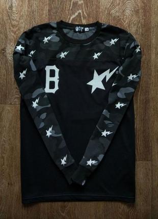 Черный мужской лонгслив свитшот худи футболка bape x blvck размер s-m