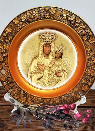 Сувенирная тарелка с образом зарваницкой матери божьей подарочная тарелка икона