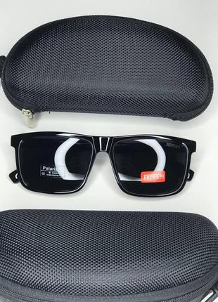 Мужские солнцезащитные очки ferrari черные с поляризацией полароид polarized антиблик с металическими вставкам8 фото
