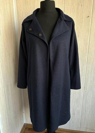 Пальто с поясом женское ручная работа, темно синий цвет, размер м, тонкая подкладка3 фото