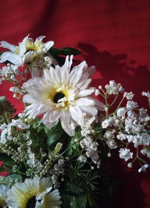 Панно штучні квіти букет на основі настінний vintage3 фото