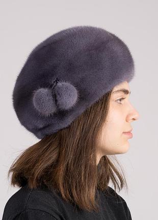 Женский норковый классический берет