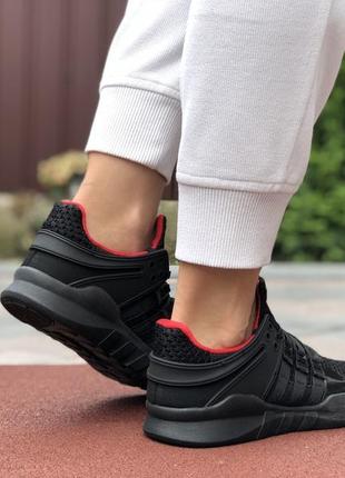 Стильные женские кроссовки adidas equipment чёрные с красным3 фото