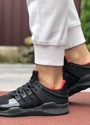 Стильные женские кроссовки adidas equipment чёрные с красным4 фото