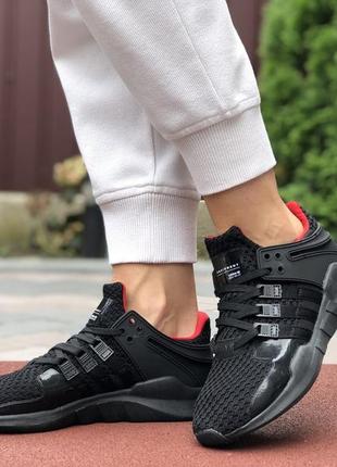 Стильные женские кроссовки adidas equipment чёрные с красным2 фото