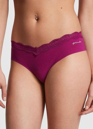 Жіночі трусики victoria's secret no-show cheeky xs бордові