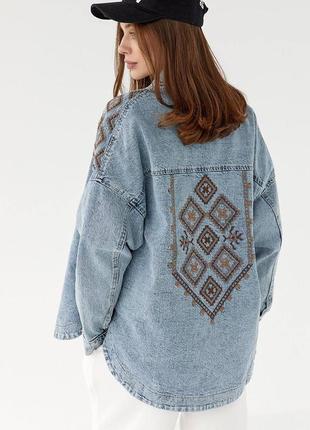 Жакет пиджак куртка джинс джинсовая вышиванка с вышивкой1 фото