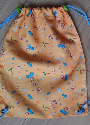 Рюкзак тканевый для детей лев рисунок желто голуб2 фото