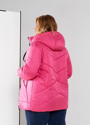 Женская демисезонная куртка батал 025 (р.52-70) розовый5 фото