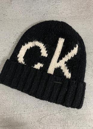 Calvin klein зимняя шерстяная + альпака шапка оригинал
