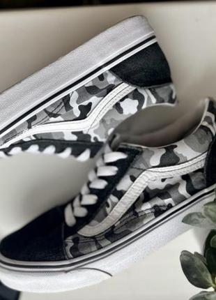 Кеди  vans old skool camo black gray / мілітарі принт / в гарному стані / розмір 38 / 24 см