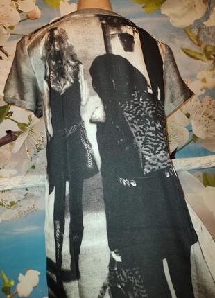 Роскошное шелковое 100%silk платье с черно-белым принтом "девушки"  от chloe m5 фото