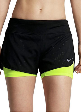 Шортики женские nike dri fit running s тайтсы тренировочные двойные7 фото