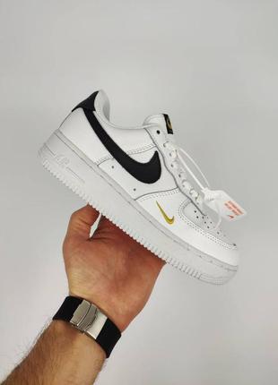 Nike air force 1 low white black gold форси кросівки найк