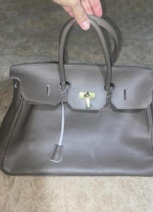 Кожаная сумка в стиле hermes