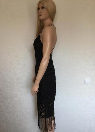 Сукня вечірня ажурна міді зі шнурівкою та бахромою nlw розмір м/l6 фото