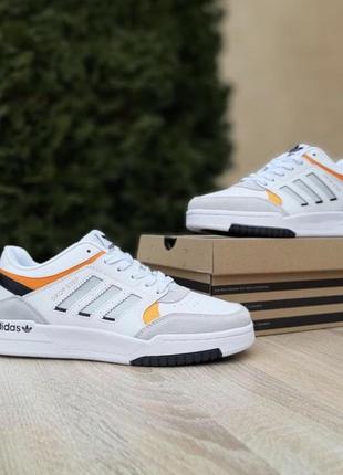Чоловічі демісезонні кросівки adidas drop step low white grey orange кожаные  низкие кроссовки кеды адидас дроп степ  белые с серым и оранжевым1 фото