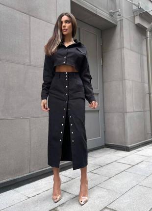 Костюм юбка миди куртка укороченная