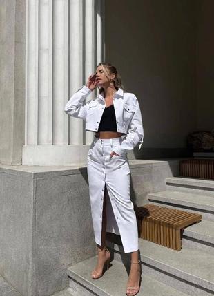 Костюм юбка миди куртка укороченная