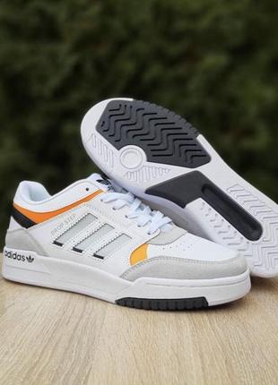 Чоловічі демісезонні кросівки adidas drop step low white grey orange кожаные  низкие кроссовки кеды адидас дроп степ  белые с серым и оранжевым2 фото