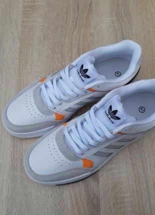 Чоловічі демісезонні кросівки adidas drop step low white grey orange кожаные  низкие кроссовки кеды адидас дроп степ  белые с серым и оранжевым7 фото