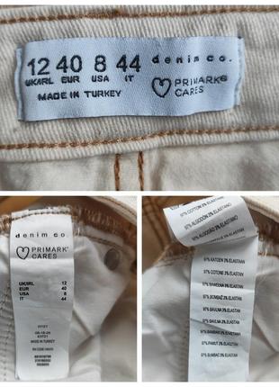 Джинсы брюки клеш свет бежевые с разрезами primark eco cotton5 фото