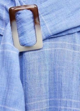 Zara клешная ассиметричная юбка миди в клетку4 фото