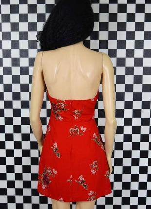 Красное платье в цветочек цветочное летнее легкое прикольное японский стиль с кроп топом4 фото