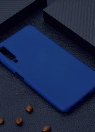 Чехол для samsung a750 / a7 2018 силикон soft touch бампер темно-синий