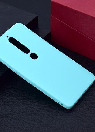 Чехол для nokia 6.1 / nokia 6 new 2018 силикон soft touch бампер мятно-голубой