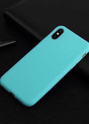 Чехол apple iphone x силикон soft touch бампер мятно-голубой