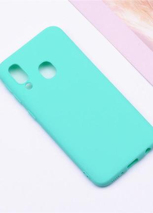 Чехол для samsung galaxy a30 2019 / a305 силикон soft touch бампер мятно-голубой