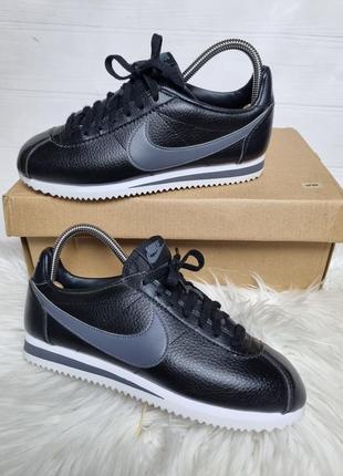 Кроссовки nike classic cortez leather - black/dark grey - white 749571 011