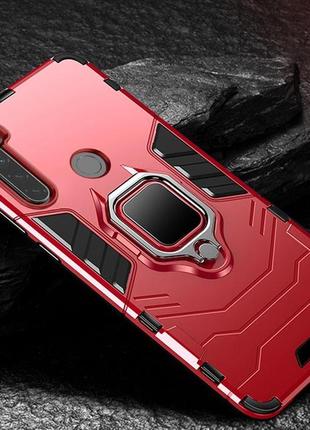 Чохол ring case для xiaomi redmi note 8t броньований бампер з кільцем червоний3 фото