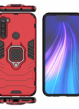 Чохол ring case для xiaomi redmi note 8t броньований бампер з кільцем червоний2 фото