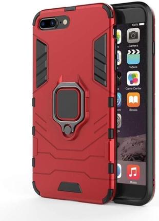 Чохол ring case для apple iphone 7 plus броньований бампер з кільцем червоний2 фото