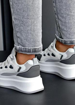 Жіночі кросівки екошкіра біоий сірий9 фото